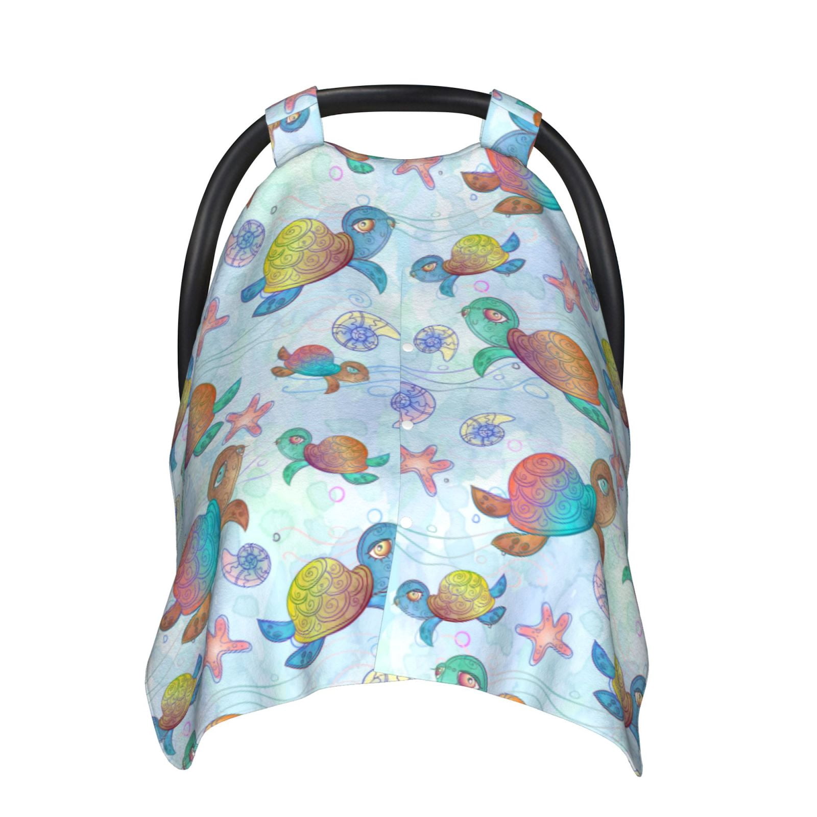 Naloa Colorful Sea Turtle Baby Car Seat Cover, Breathable Baby Carrier Cover, Multiuse Baby Carrier Cover & Nursing Breastfeeding Cover
