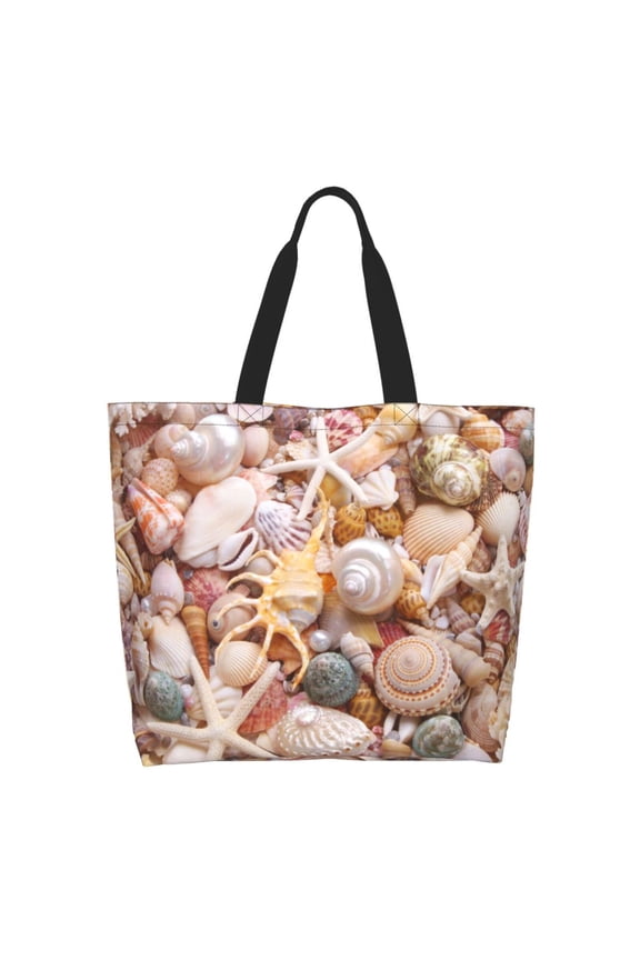 Colorful Seashells Tote Bag for Women Large Capacity Shoulder Bag for College Work Travel Shopping