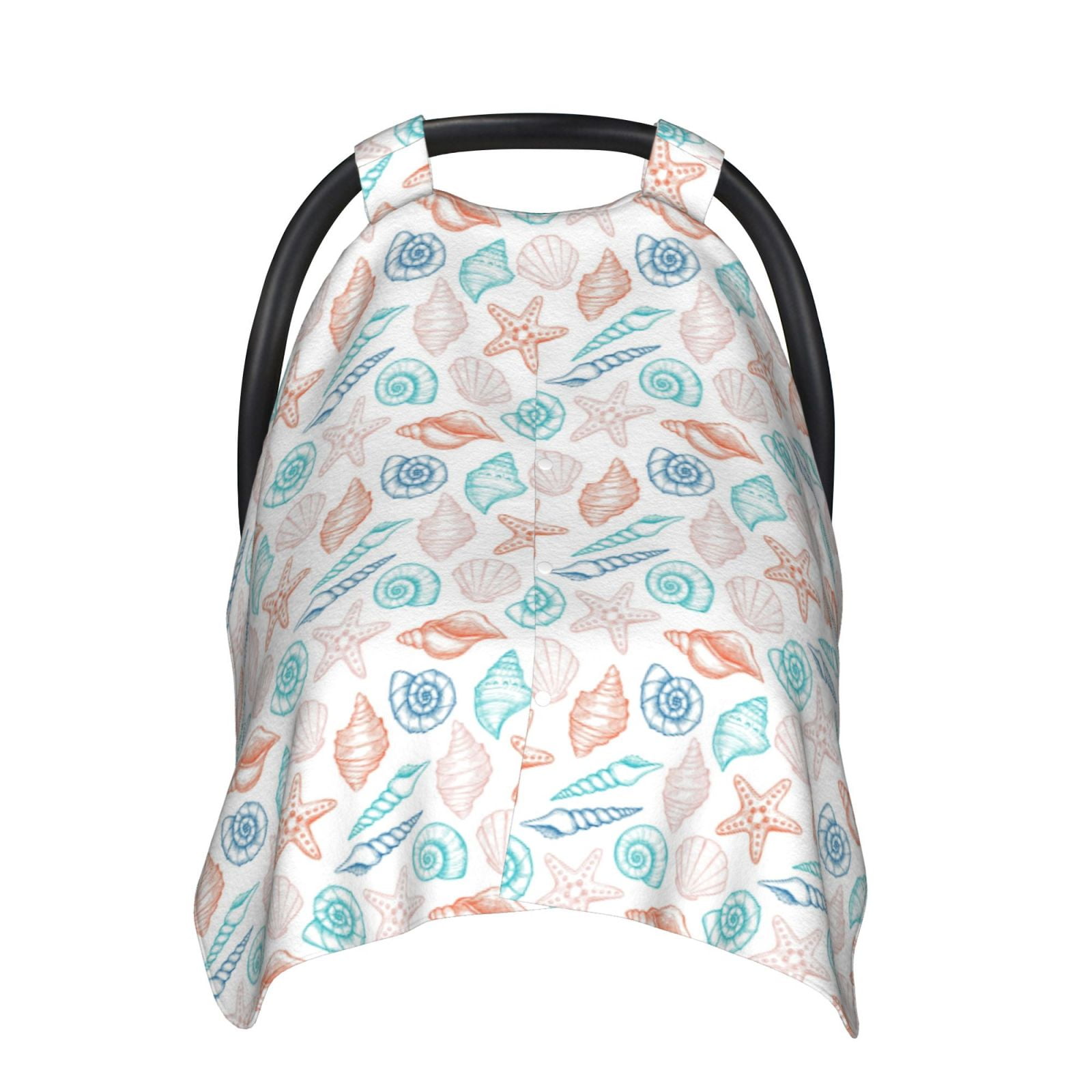 Naloa Colorful Seashells1 Baby Car Seat Cover, Breathable Baby Carrier Cover, Multiuse Baby Carrier Cover & Nursing Breastfeeding Cover