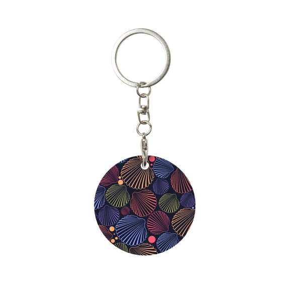 Naloa Colorful Shells Print Round Keychain Keychain Key Ring, Key Tag, Key Chain Bulk for Gift Accessories (Round)