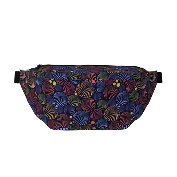 Naloa Colorful Shells Print Running Belts for Men Women,Running Fanny Pack with 2-Zipper Pockets,Waterproof Waist Pack for Travel Hiking Running Outdoor Sports