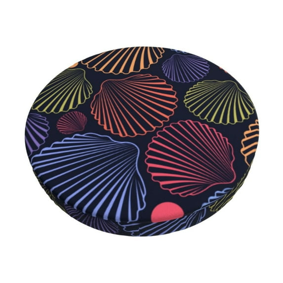 Naloa Colorful Shells Round Bar Stool Cushion Cover 12-14 inch, Fits Kitchen, Office, Restaurant Chairs - 13 inch