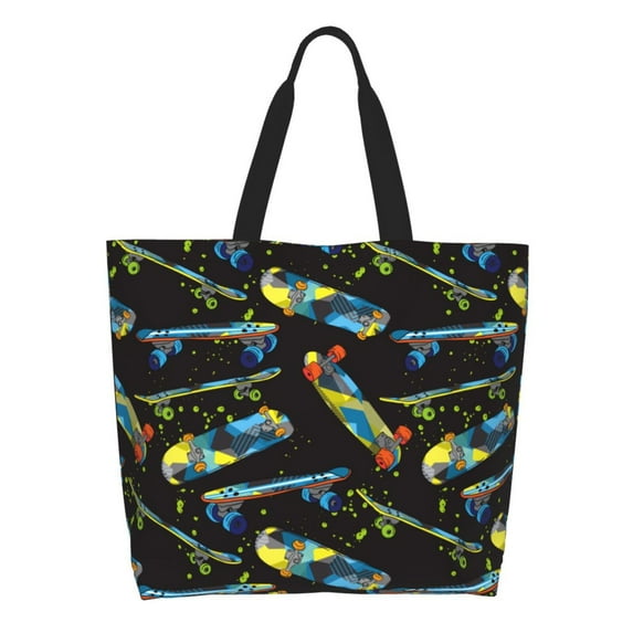 Naloa Colorful Skateboard Tote Bag for Women Large Capacity Shoulder Bag for College Work Travel Shopping