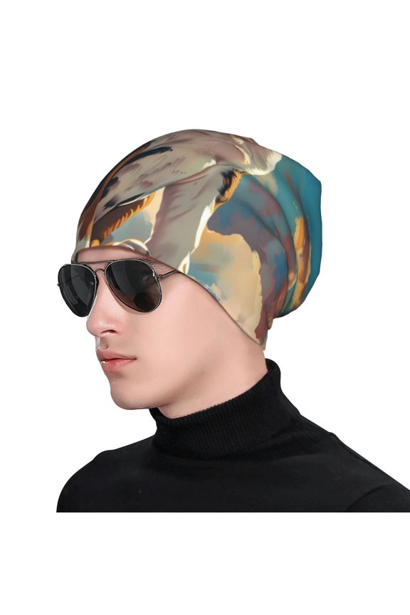Colorful Sky Puppy Soft Beanie Hat, Knit Beanie Daily Beanie in Fine Knit for Women Men Winter Travel, Outdoor