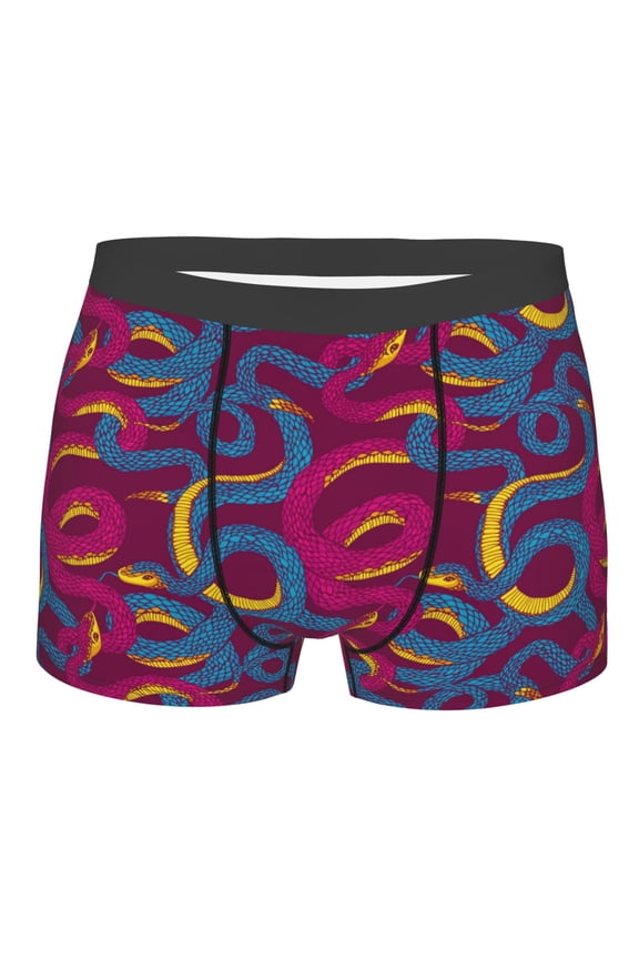 Colorful Snake Print Mens Underwear - Boxers for Men, Classic Briefs for Men