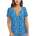 thumbnail image 1 of Naloa Colorful Snake Print T-Shirts Short Sleeve V Neck Tees for Women Fashion Tops Trendy Lightweight Soft Casual Summer Outfits Clothes, 1 of 5