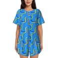 thumbnail image 1 of Naloa Colorful Snake Women's Short-Sleeved Pajama Set, Loungewear, Summer pajamas, Breathable Cozy - 3X-Large, 1 of 9