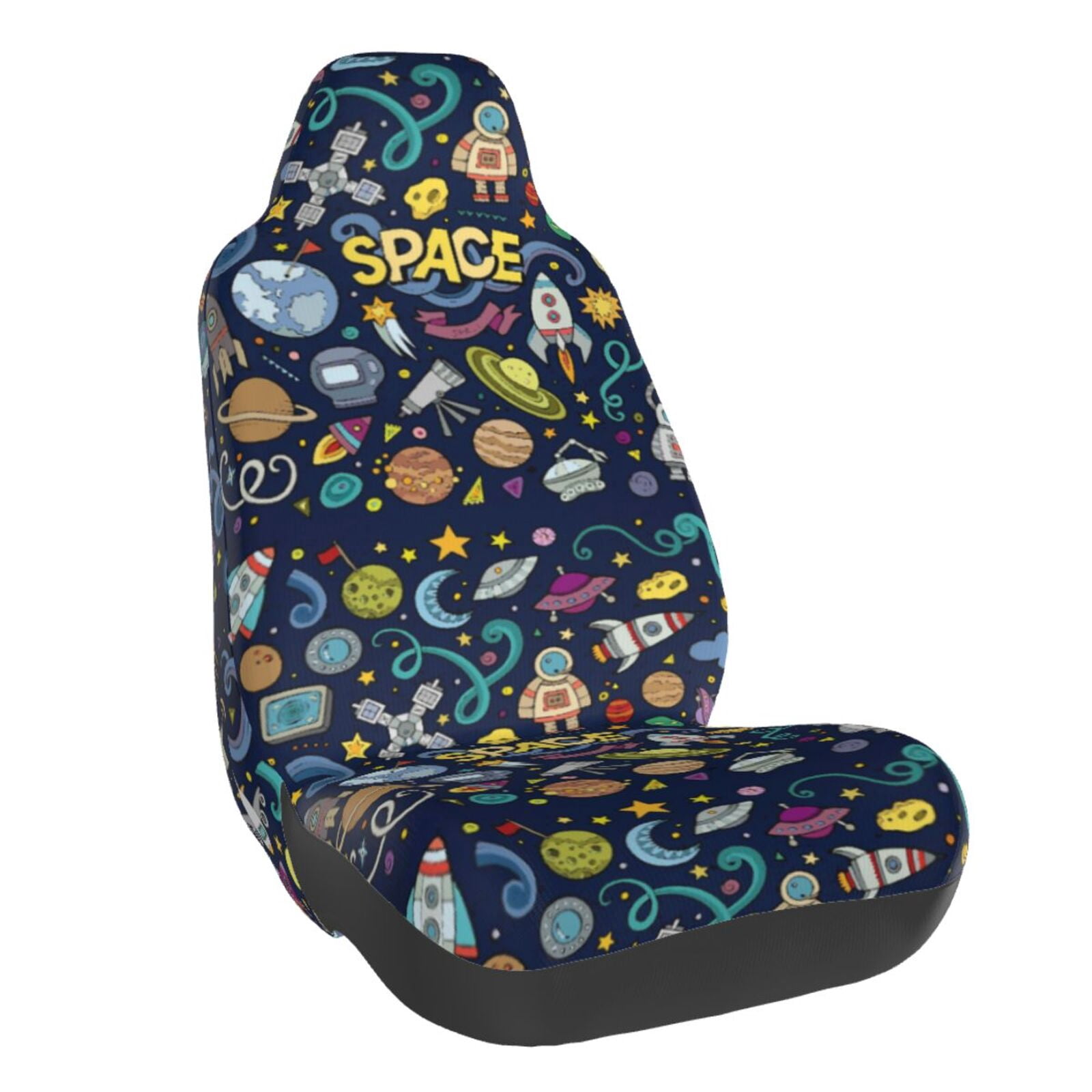 Naloa Colorful Space Car Seat Covers Universal Front Seat Coves for Car Accessories ,Padded Car Covers for Automotive, SUV, Truck, and Van