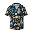 thumbnail image 1 of Naloa Colorful Space Men's Loose Fit Cuban Collar Short-Sleeve Shirt with Button-down and Chest Pocket for Everyday Wear Outings - Medium, 1 of 7