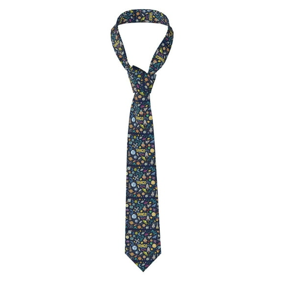Naloa Colorful Space Print Solid Color Tie Formal Necktie for Men,Suitable for business, daily life, work