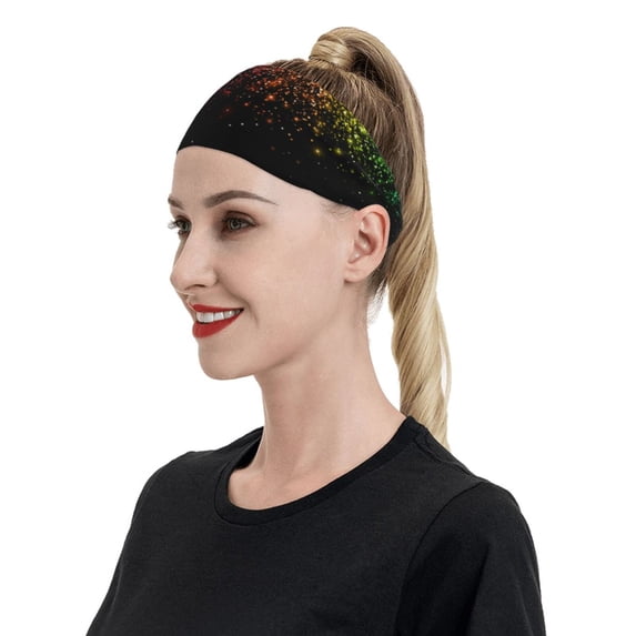 Naloa Colorful Sparkling Fashionable Sport Sweatband for Running, Yoga, Basketball - Head Circumference 19.6-22.4 inches