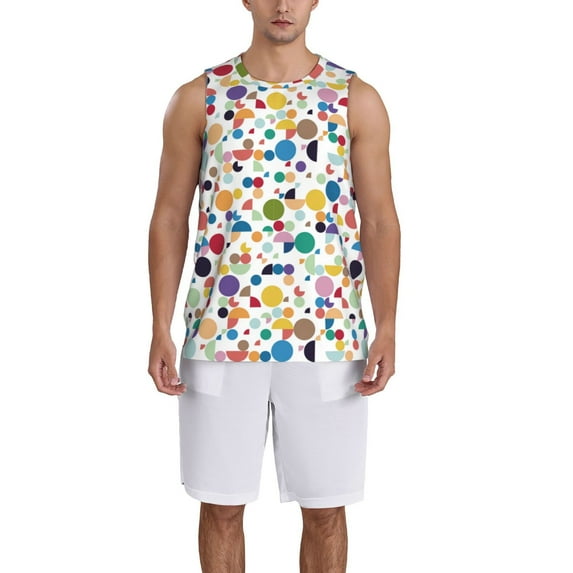 Naloa Colorful Spots Basketball Jersey Reversible Men's Mesh Athletic Sports Shirts Training Practice S-4XLXX-Large