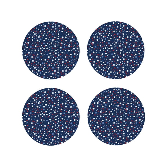 Naloa Colorful Stars Leather Coasters for Drinks, Durable Drink Coasters 4 Set for Tabletop Protection, Luxurious Home Décor and Housewarming Gift ( {designName})Round Shape