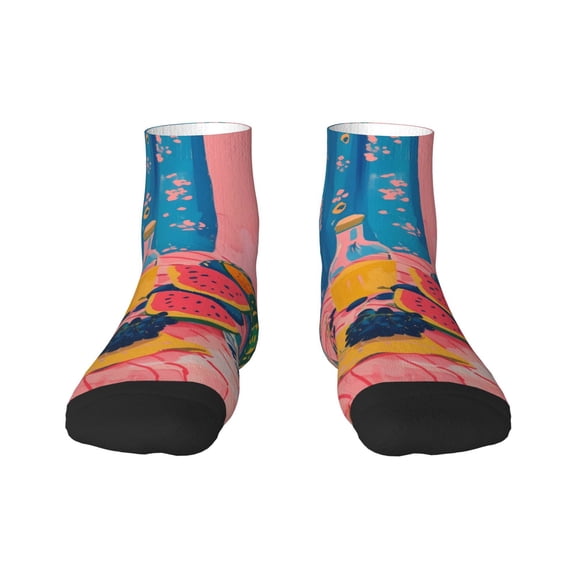 Naloa Colorful Summer Fruit Table Ankle Socks for Women Non Slip Socks No Show Socks Classic Low Cut Casual Socks Casual Socks