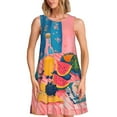 thumbnail image 1 of Naloa Colorful Summer Fruit Table Print Women's Summer Spring Casual Beach Sundress,Vacation Sleeveless Tank Crewneck Loose Dresses, 1 of 7