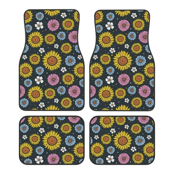 Naloa Colorful Sunflowers Car Foot Mat Set of 4 Pieces - Universal Floor Liner Neoprene Full Set Floor Mats for Cars Trucks SUV