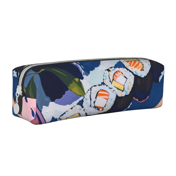 Naloa Colorful Sushi Food Art Leather Pencil Case, Makeup Pouch, Zipper Pouch for Daily Essentials, Storage Organizer, Cosmetics and Stationary Bag