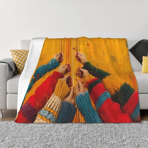 Naloa Colorful Sweaters And Strings Flannel Fleece Throw Blanket for Bed Couch, Thick Blanket - All Seasons Suitable for Women, Men and Kids-80"x60"