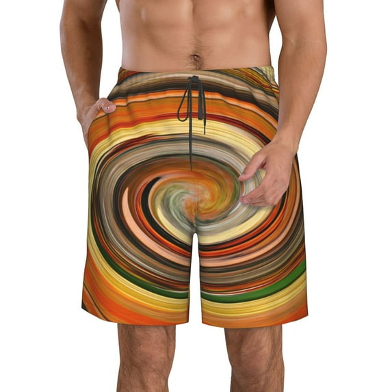 Naloa Colorful Swirl Men's Beach Shorts, Surfing shorts, Swim trunks, Quick Dry Swim Trunks for Surfing Beach Fun - Small