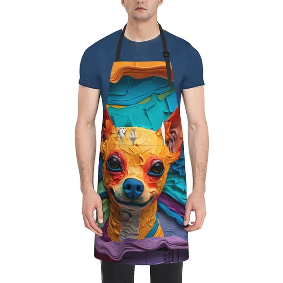 Naloa Colorful Textured Chihuahua Apron Kitchen Aprons with Pockets for Women Men Chef
