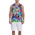 thumbnail image 1 of Naloa Colorful Tie Dye Stained Glass 2 Basketball Jersey Reversible Men's Mesh Athletic Sports Shirts Training Practice S-4XLX-Large, 1 of 6