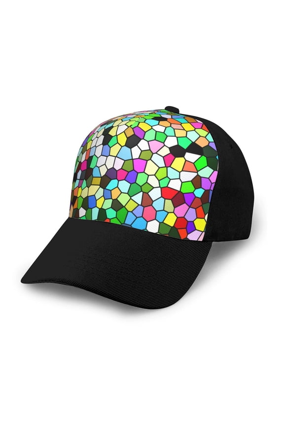 Colorful Tie Dye Stained Glass Adult adjustable Print Baseball Hat, Patchwork curved brim baseball capfor Men and Women, One Size