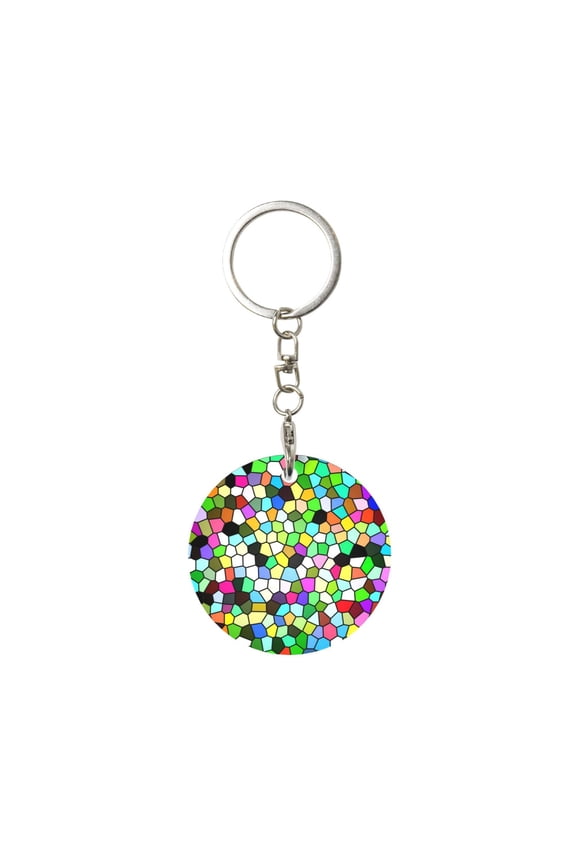 Colorful Tie Dye Stained Glass Print Round Keychain Keychain Key Ring, Key Tag, Key Chain Bulk for Gift Accessories (Round)