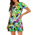 thumbnail image 1 of Naloa Colorful Tie Dye Stained Glass Print Women Nightgowns,Womens Loungewear,Short Sleeve Sleepwear,Comfy Ladies Nightdress, 1 of 6