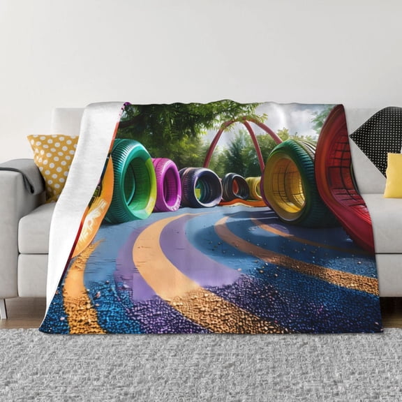 Naloa Colorful Tire Tunnel Park Flannel Fleece Throw Blanket for Bed Couch, Thick Blanket - All Seasons Suitable for Women, Men and Kids-40"x30"