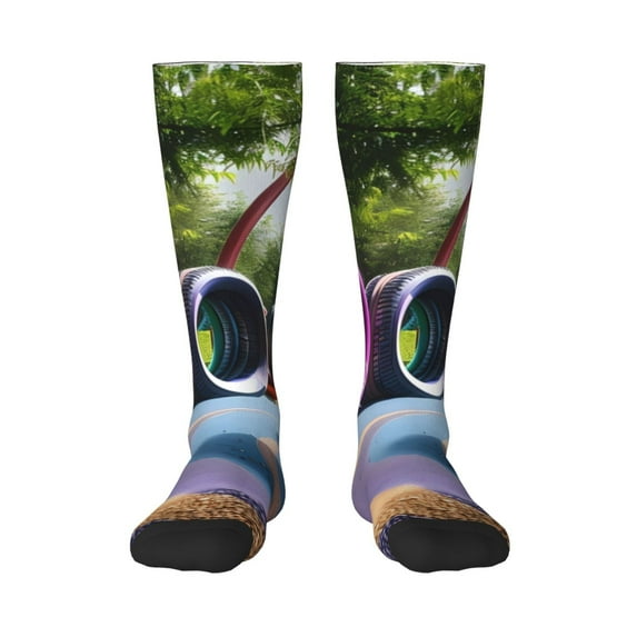 Naloa Colorful Tire Tunnel Park Knee Socks, High Socks Long Stretchy Sock Women Knee High Stocking, Long Socks for Women