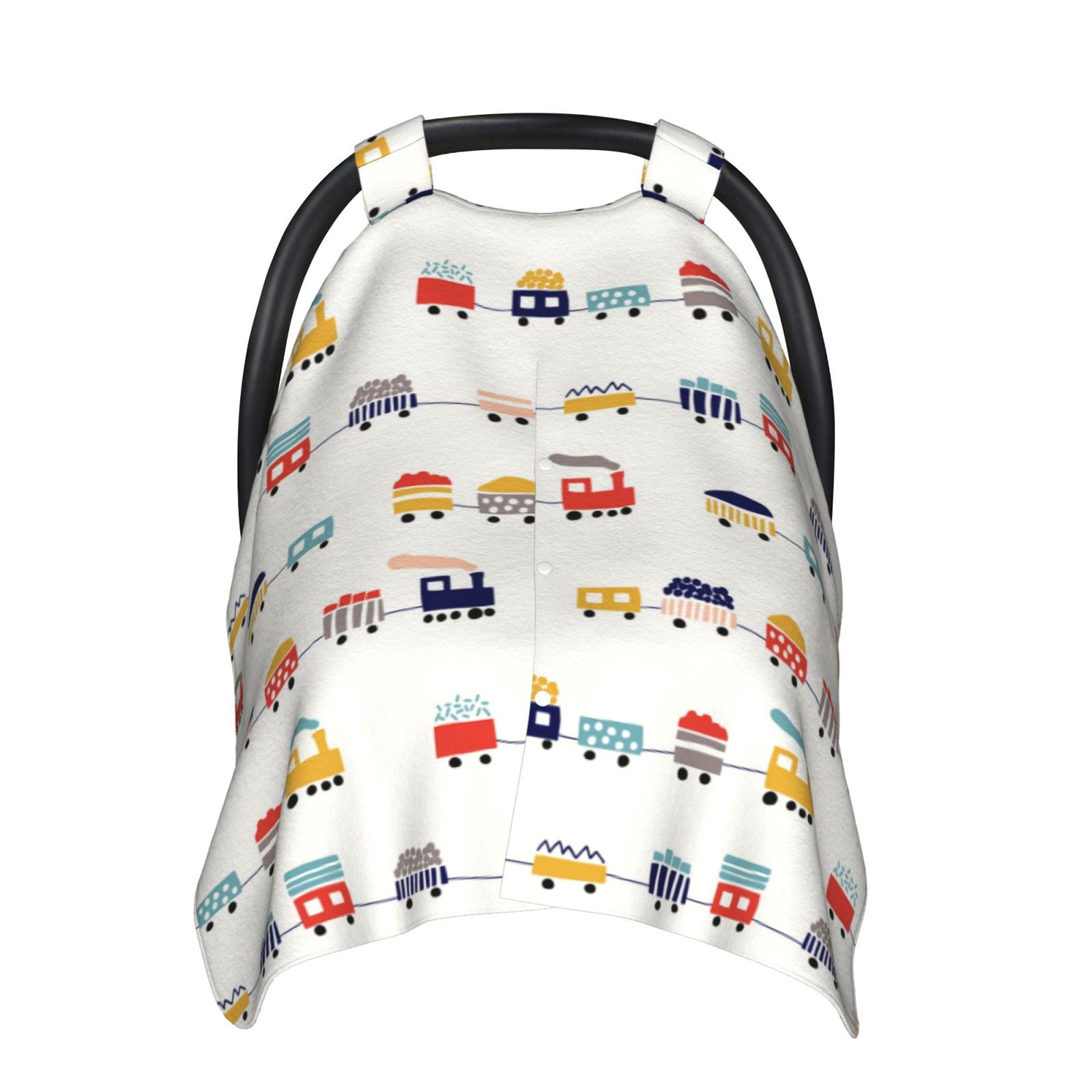 Naloa Colorful Trains Baby Car Seat Cover, Breathable Baby Carrier Cover, Multiuse Baby Carrier Cover & Nursing Breastfeeding Cover