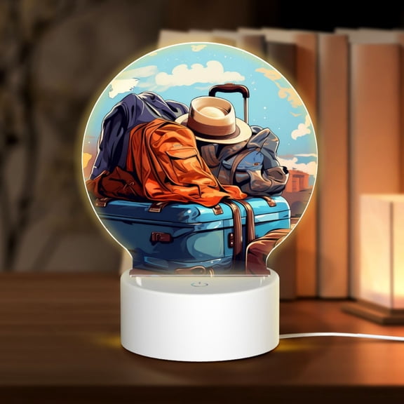 Naloa Colorful Travel Luggage Gear Acrylic LED Night Light Custom LED Lights Personalized Nightlight Customized Gifts for Family Couples Friends