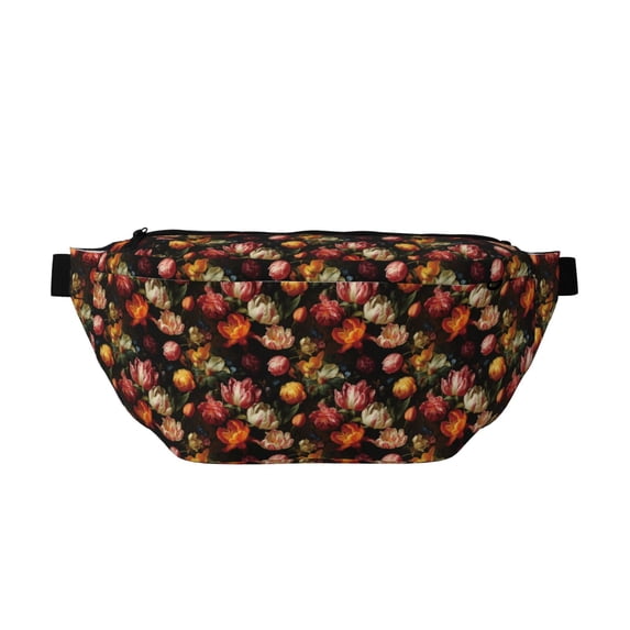Naloa Colorful Tulips Print Running Belts for Men Women,Running Fanny Pack with 2-Zipper Pockets,Waterproof Waist Pack for Travel Hiking Running Outdoor Sports