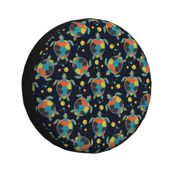Naloa Colorful Turtles PVC Leather Spare Tire Wheel Cover for Car Truck SUV Camper Trailer Universal Fit many size15 inch