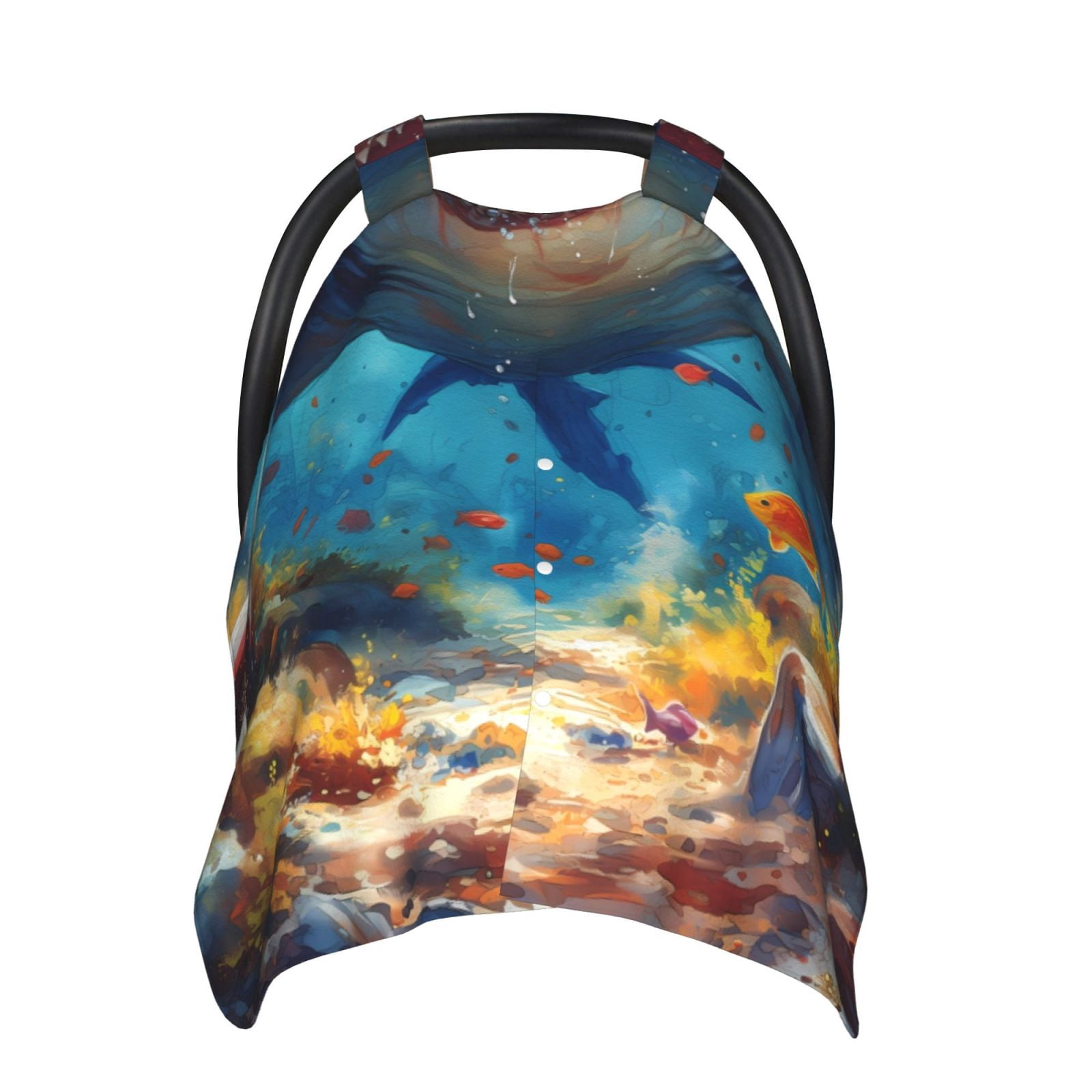Naloa Colorful Underwater Shark Baby Car Seat Cover, Breathable Baby Carrier Cover, Multiuse Baby Carrier Cover & Nursing Breastfeeding Cover