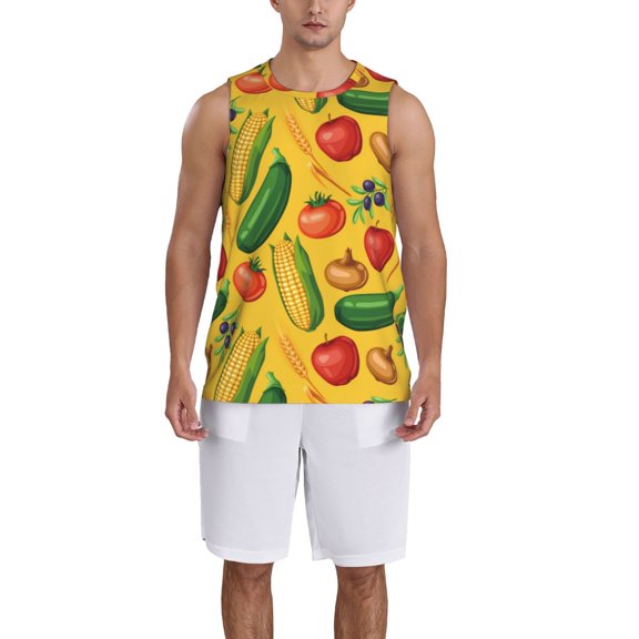 Naloa Colorful Vegetables Basketball Jersey Reversible Men's Mesh Athletic Sports Shirts Training Practice S-4XLLarge