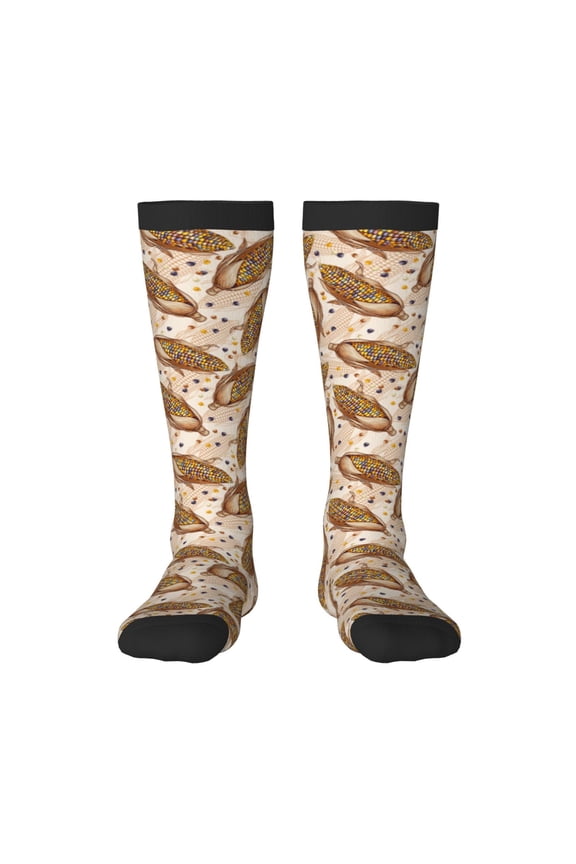 Colorful Vintage Corn Knee Socks, High Socks Long Stretchy Sock Women Knee High Stocking, Long Socks for Women