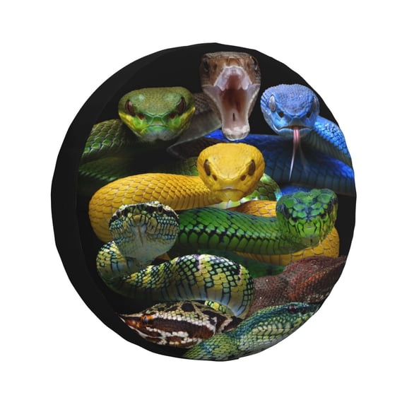 Naloa Colorful Viper Snake PVC Leather Spare Tire Wheel Cover Spare Tire Cover, for Car Truck SUV Camper Trailer Universal Fit(14-17in)-16 inch