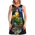 thumbnail image 1 of Naloa Colorful Viper Snake Print Women's Summer Spring Casual Beach Sundress,Vacation Sleeveless Tank Crewneck Loose Dresses, 1 of 7