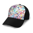 thumbnail image 1 of Naloa Colorful Watercolor Dots Adult adjustable Print Baseball Hat, Patchwork curved brim baseball capfor Men and Women, One Size, 1 of 5