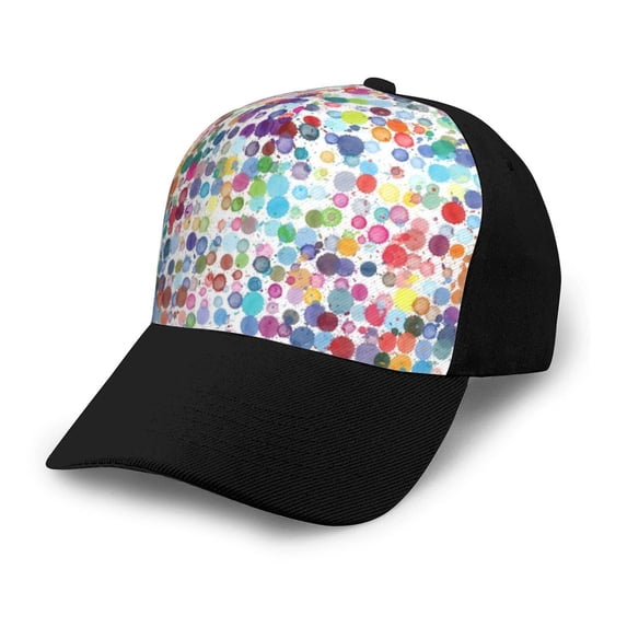 Naloa Colorful Watercolor Dots Adult adjustable Print Baseball Hat, Patchwork curved brim baseball capfor Men and Women, One Size