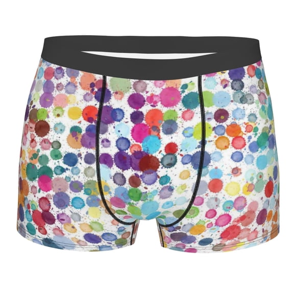 Naloa Colorful Watercolor Dots Print Mens Underwear - Boxers for Men, Classic Briefs for Men