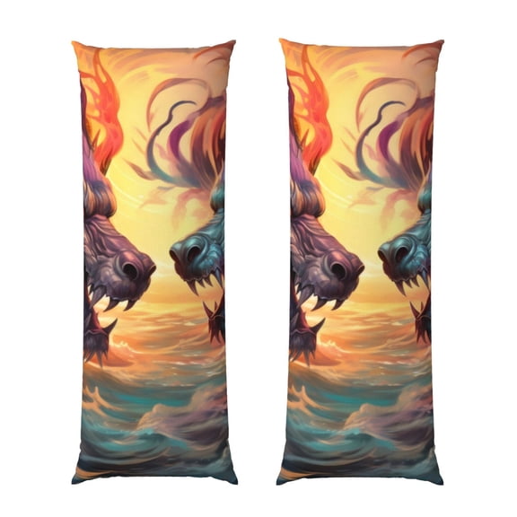 Naloa Colorful Wave Dragon Head Body Pillow Cover, Pillowcases with Hidden Zipper Breathable Long Pillow Case (Pillows are not included,20x54 inch)