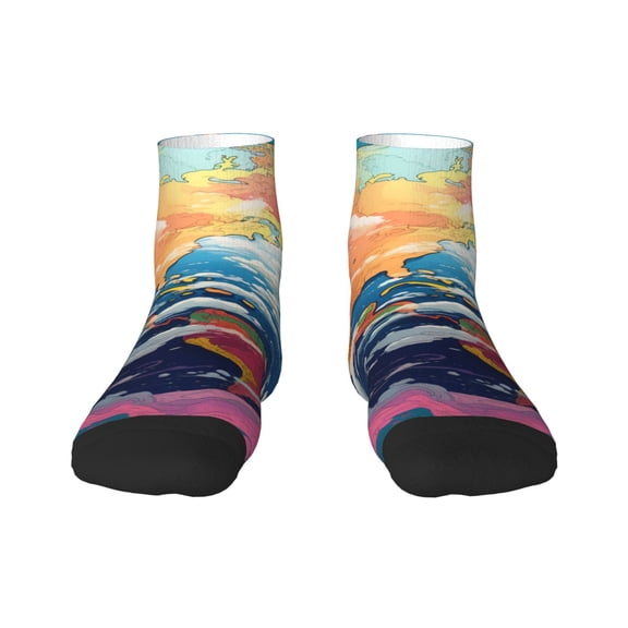 Naloa Colorful Whimsical Earth Ankle Socks for Women Non Slip Socks No Show Socks Classic Low Cut Casual Socks Casual Socks