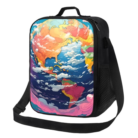 Naloa Colorful Whimsical Earth Lunch box Lunch bag for men women Large capacity Lunchbox Insulated Lunch bag Lunch box cooler