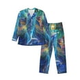 thumbnail image 1 of Naloa Colorful Winged Dolphin Men’s Pajamas Set - Long Sleeve Button Down Sleep Shirt and Pajama Bottoms Sleepwear Set-Medium, 1 of 7