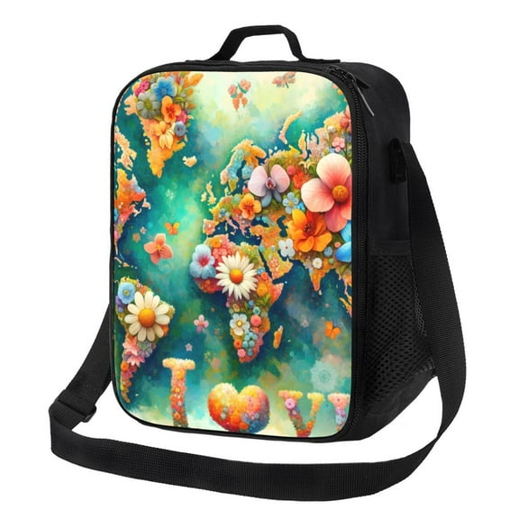 Naloa Colorful World Map Lunch box Lunch bag for men women Large capacity Lunchbox Insulated Lunch bag Lunch box cooler