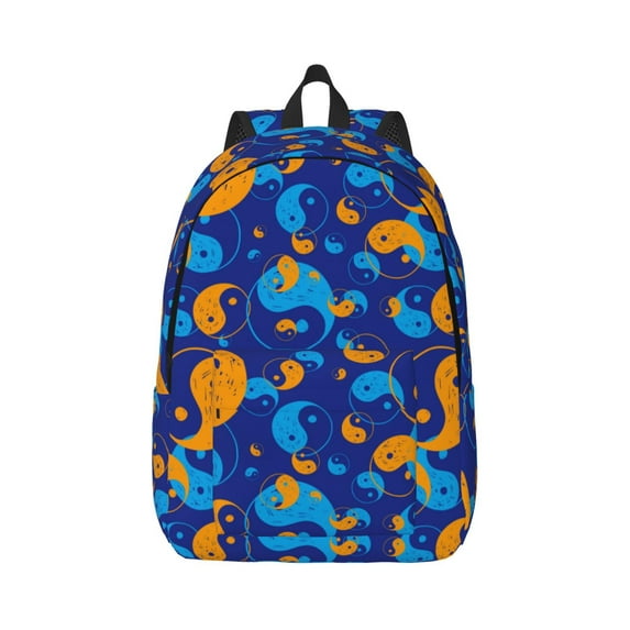 Naloa Colorful Yin Yang Canvas Backpack for Men Women Rucksack Casual Travel Daypack College Tote Satchel Bookbag for Teens-Medium