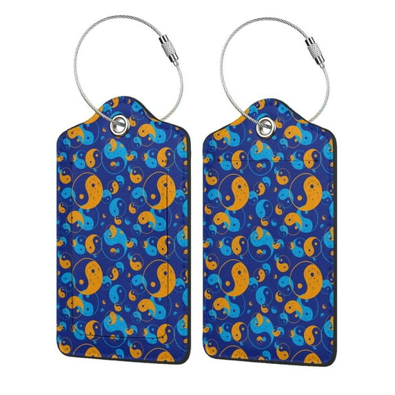 Naloa Colorful Yin Yang Luggage Tag for Suitcase Leather Baggage Tag with Stainless Steel Loop Privacy Cover for Women Men Girls-
