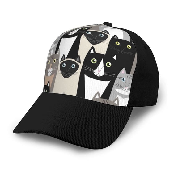 Naloa Colors Cats Adult adjustable Print Baseball Hat, Patchwork curved brim baseball capfor Men and Women, One Size